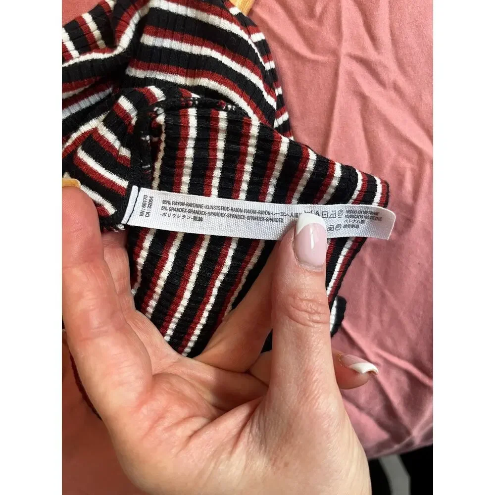 Intimately Free People Red & Black Stripe Ribbed Tube Top Size XS